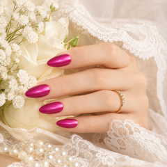 Hot Pink Cat Eye Press On Nails | Handmade Reusable Glossy Nails by AMBERÉA