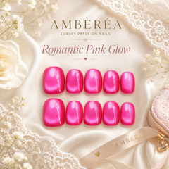 Bright Pink Cat Eye Press On Nails | Handmade Reusable Short Square Nails by AMBERÉA