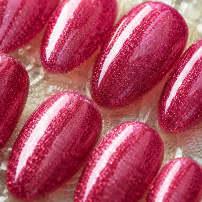 Fuchsia Glitter Cat-Eye Press-On Nails