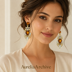 Vintage Amber Crystal Drop Earrings | Gold Statement Jewelry for Women