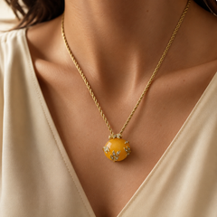 Golden Amber Gemstone Necklace Set | Vintage Gold Jewelry & Earrings