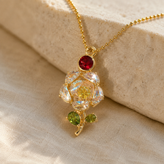 Crystal Flower Necklace & Earrings Set | Vintage Gold Floral Jewelry for Women