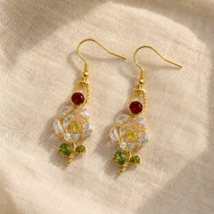 Crystal Flower Necklace & Earrings Set | Vintage Gold Floral Jewelry for Women
