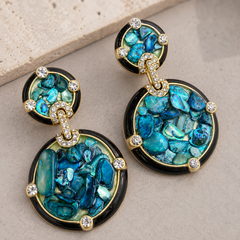 Blue Abalone Shell Necklace & Earrings Set | Luxury Ocean Inspired Jewelry