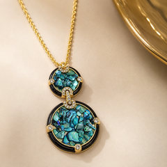 Blue Abalone Shell Necklace & Earrings Set | Luxury Ocean Inspired Jewelry