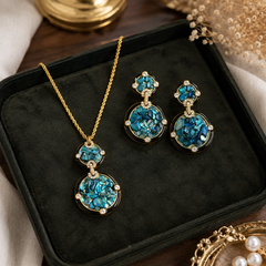 Blue Abalone Shell Necklace & Earrings Set | Luxury Ocean Inspired Jewelry