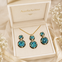 Blue Abalone Shell Necklace & Earrings Set | Luxury Ocean Inspired Jewelry