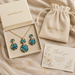 Blue Abalone Shell Necklace & Earrings Set | Luxury Ocean Inspired Jewelry
