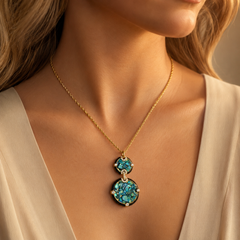 Blue Abalone Shell Necklace & Earrings Set | Luxury Ocean Inspired Jewelry