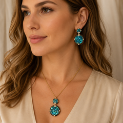 Blue Abalone Shell Necklace & Earrings Set | Luxury Ocean Inspired Jewelry
