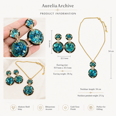 Blue Abalone Shell Necklace & Earrings Set | Luxury Ocean Inspired Jewelry
