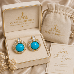 Turquoise Blue Crystal Statement Earrings | Vintage Gold Rhinestone Jewelry