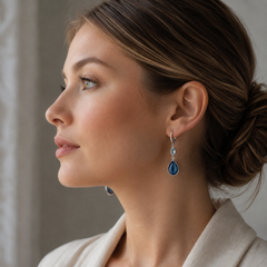 Blue Kyanite Drop Earrings | Silver Teardrop Gemstone Earrings