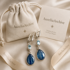Blue Kyanite Drop Earrings | Silver Teardrop Gemstone Earrings