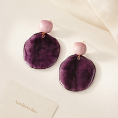 Purple Resin Statement Earrings | Oversized Vintage Drop Earrings