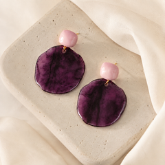 Purple Resin Statement Earrings | Oversized Vintage Drop Earrings