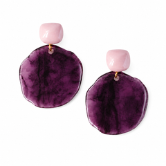 Purple Resin Statement Earrings | Oversized Vintage Drop Earrings