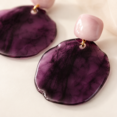 Purple Resin Statement Earrings | Oversized Vintage Drop Earrings
