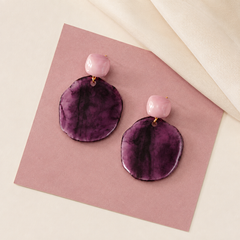Purple Resin Statement Earrings | Oversized Vintage Drop Earrings