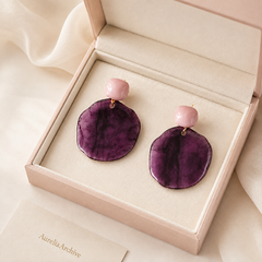 Purple Resin Statement Earrings | Oversized Vintage Drop Earrings