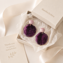 Purple Resin Statement Earrings | Oversized Vintage Drop Earrings
