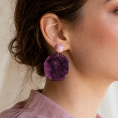 Purple Resin Statement Earrings | Oversized Vintage Drop Earrings
