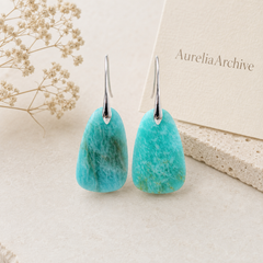 Turquoise Blue Drop Earrings | Silver Gemstone Statement Earrings