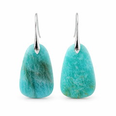 Turquoise Blue Drop Earrings | Silver Gemstone Statement Earrings