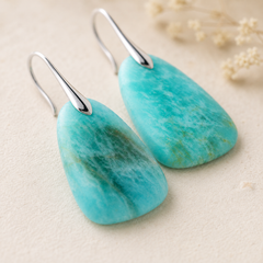 Turquoise Blue Drop Earrings | Silver Gemstone Statement Earrings