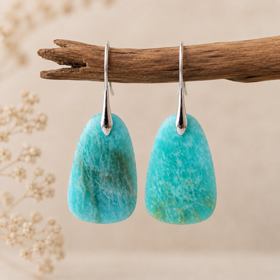 Turquoise Blue Drop Earrings | Silver Gemstone Statement Earrings