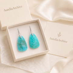 Turquoise Blue Drop Earrings | Silver Gemstone Statement Earrings