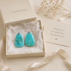 Turquoise Blue Drop Earrings | Silver Gemstone Statement Earrings