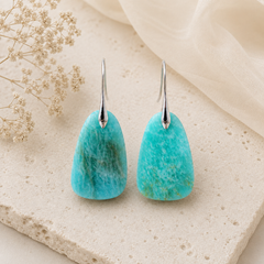 Turquoise Blue Drop Earrings | Silver Gemstone Statement Earrings