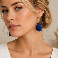 Lapis Blue Teardrop Earrings | Gold Natural Stone Drop Earrings