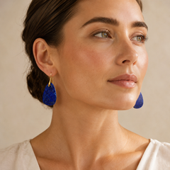 Lapis Blue Teardrop Earrings | Gold Natural Stone Drop Earrings