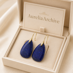 Lapis Blue Teardrop Earrings | Gold Natural Stone Drop Earrings