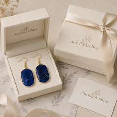 Lapis Lazuli Drop Earrings | Gold Blue Gemstone Statement Earrings
