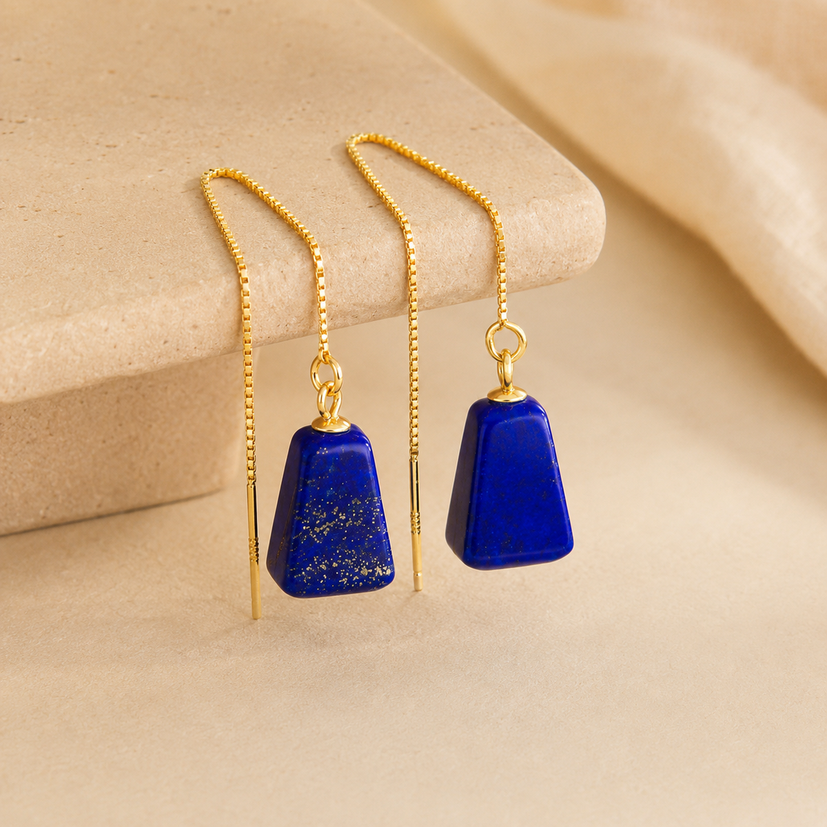 Midnight Lapis Threader Earrings