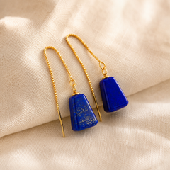 Midnight Lapis Threader Earrings