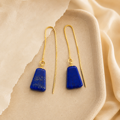 Midnight Lapis Threader Earrings