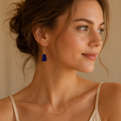 Midnight Lapis Threader Earrings