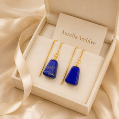 Midnight Lapis Threader Earrings