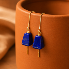 Midnight Lapis Threader Earrings