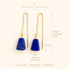 Midnight Lapis Threader Earrings