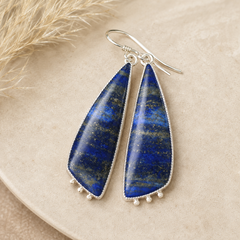 Celestial Lapis Long Drop Earrings