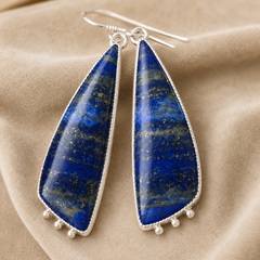 Celestial Lapis Long Drop Earrings