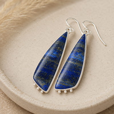 Celestial Lapis Long Drop Earrings