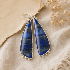 Celestial Lapis Long Drop Earrings