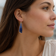 Celestial Lapis Long Drop Earrings