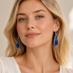 Celestial Lapis Long Drop Earrings